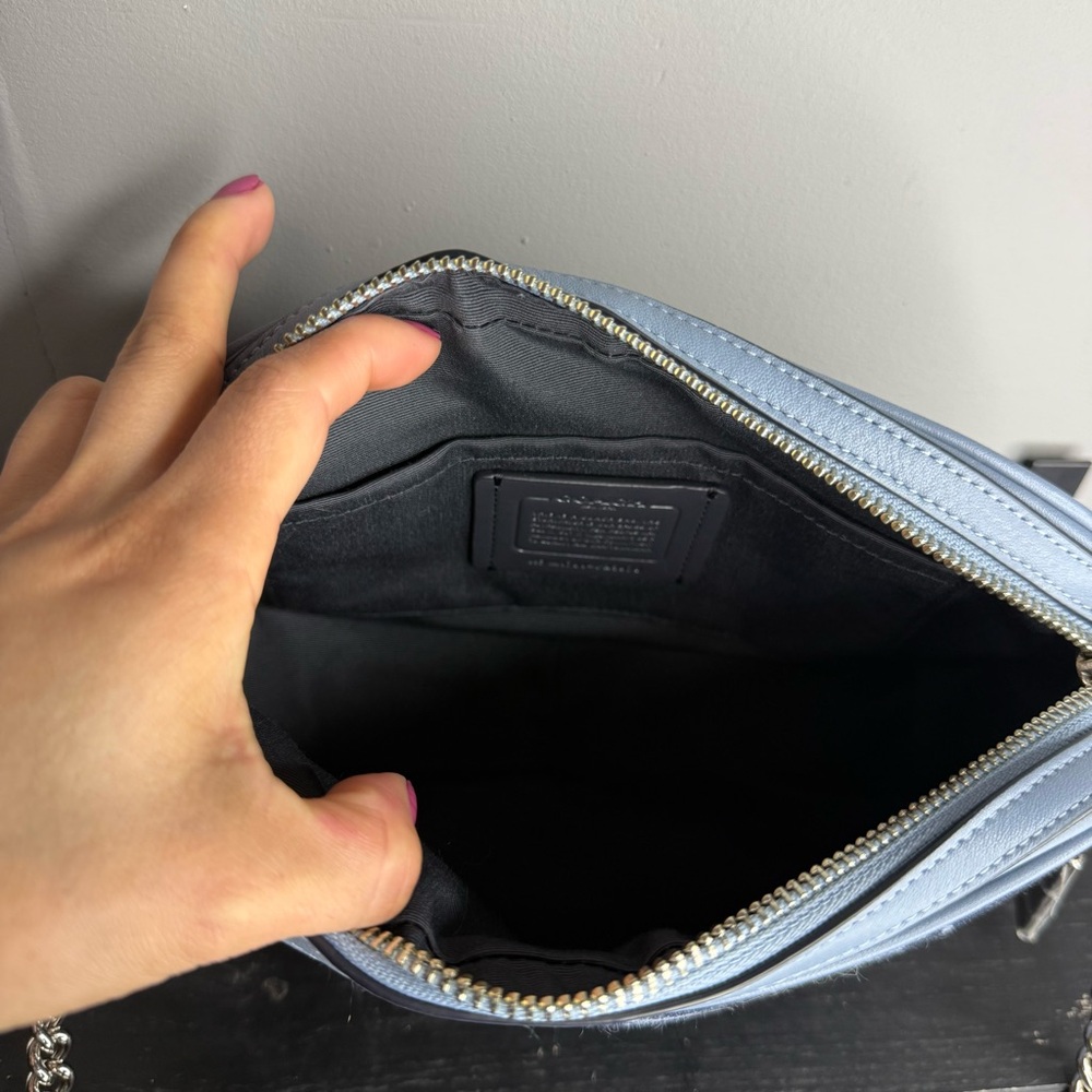 Coach Signature Jacquard Crossbody in Navy and Light Blue Trim - Picture 6 of 11